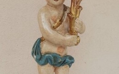 Sculpture, "Putto holding candle" - 51 cm. - Wood - 1900 ca