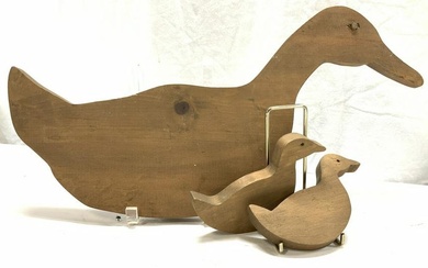 Set 3 Folk Art Wood Ducks