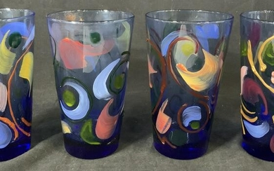 Set 4 Hand Painted Glasses