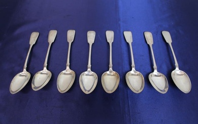 Set of 8 Russian Sterling Silver Spoons