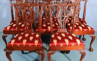 Set of 8 mahogany side dining chairs