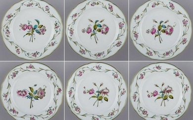 Set of Six Herend Antique Floral Pattern Dinner Plates