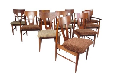 Set of Ten Mid-Century Modern Walnut Dining Chairs