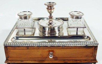 Sheffield Inkstand With Wood Base