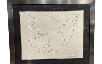 Signed Pablo Picasso (Spanish, 1881-1973) Lithograph in Color Dove of Peace 1961