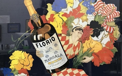 Signed Vintage Wine Lithograph Advertisement