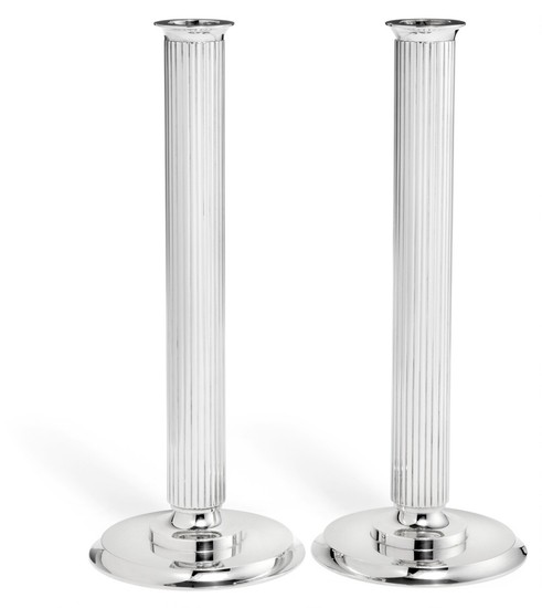 Sigvard Bernadotte: A pair of sterling silver candlesticks. Georg Jensen after 1977, with date letter D10=1978. H. 25 cm. (2)