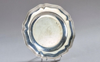 Silver dish with contoured rim. Minerva punch.