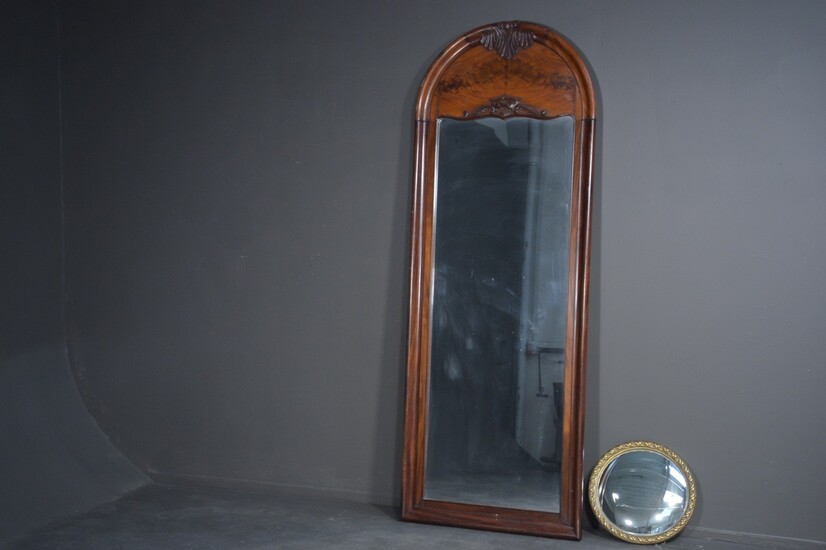 Spejl af mahogni & butler's mirror i forgyldt ramme (2)