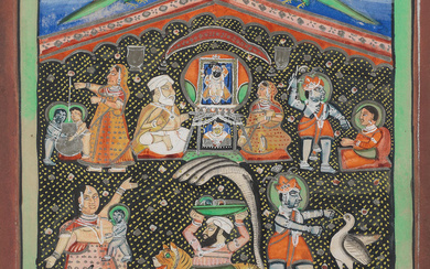 Sri Nath-Ji depicted with scenes from the life of Krishna,...