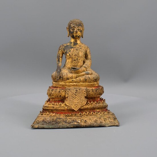 Statue (1) - Gilt bronze - A THAI GILT-LACQUERED BRONZE OF “Phra Malai” - Thailand - Rama VI (1910-1925)