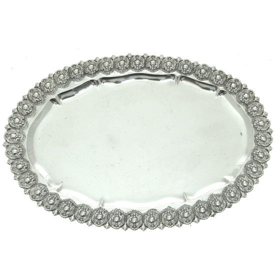 Sterling Silver Large and Impressive Oval Serving Tray.