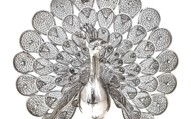 Sterling Silver Peacock Figure.