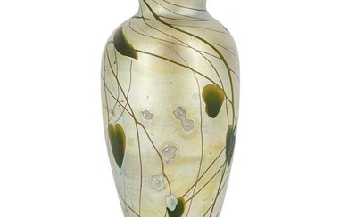 Steuben Platinum Gold Aurene Millefiori Vase