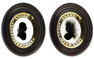 Studio of John Miers, British (1758-1821) A pair of silhouette portraits of a lady and gentleman