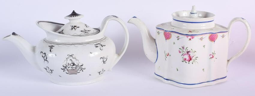 TWO 18TH CENTURY ENGLISH TEAPOTS AND COVERS. 23.5 cm