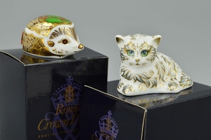 TWO BOXED ROYAL CROWN DERBY PAPERWEIGHTS, 'Millie Kitten' an...