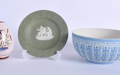 TWO WEDGWOOD JASPERWARE ITEMS together with a vase etc