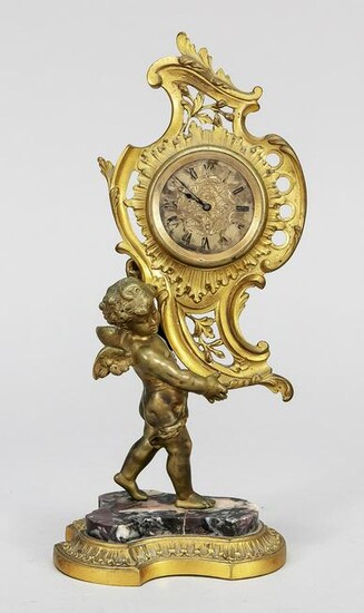Table clock brass gilded, arou