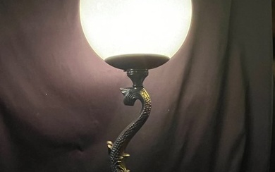 Table lamp - Dolphin ornament - Brass