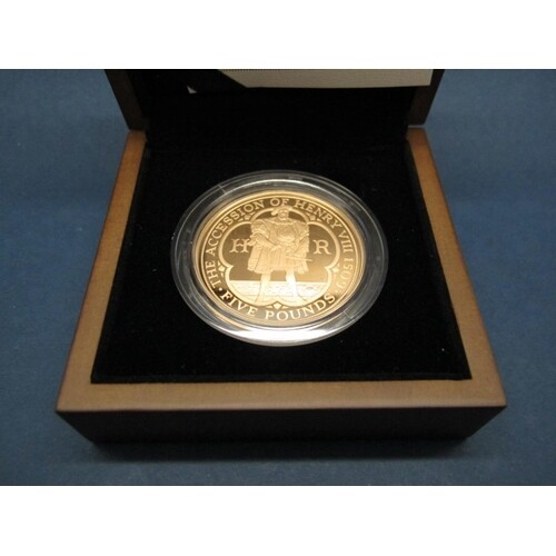 The Royal Mint 2009 Henry VIII Five Pounds Gold Proof Coin, ...