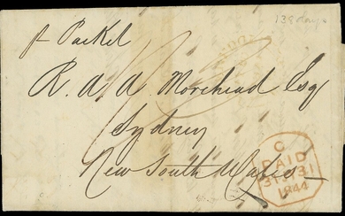 The Toulmin Packet Service U.K. to Australia Voyage 7 1844 (29 July) entire letter from Liverpo...