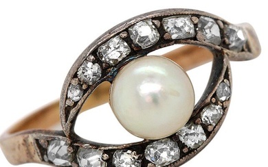 This tested 18kt pink and white gold Diamond and pearl...