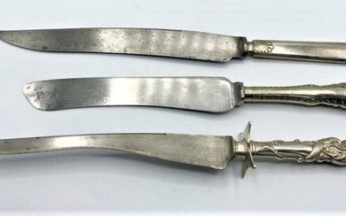 Three [3] Assorted STERLING HANDLES Carving Knives