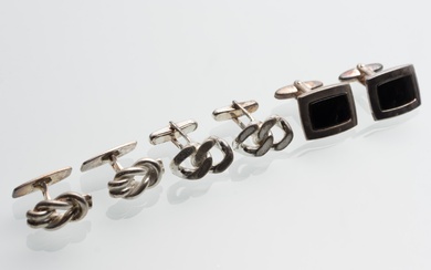 Three pairs of sterling silver cufflinks (3)
