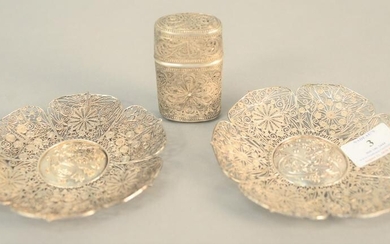 Three-piece reticulated silver lot to include two