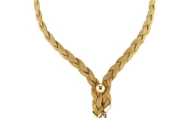 Tiffany and Co 14K Gold Braided Rope Necklace