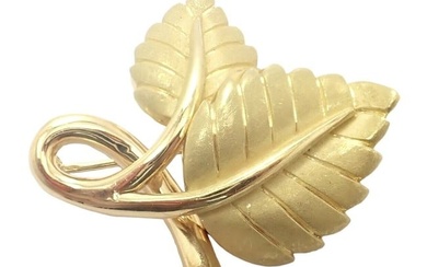 Tiffany & Co 18k Yellow Gold Diamond Leaf Pin Brooch 2003
