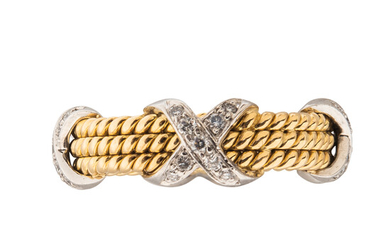 Tiffany & Co., Schlumberger, 18kt Gold, Platinum, and Diamond "Rope" Ring
