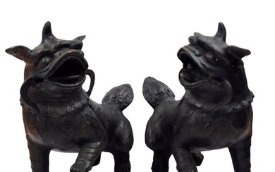 Tony Duquette (1914-1999) Chinese Bronze Foo Dogs Approx. 28lbs Each