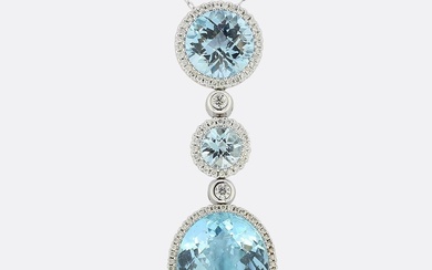 Topaz and Diamond Drop Pendant Necklace