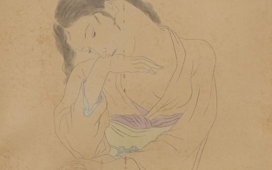 Tsuguharu FOUJITA (1886-1968), "Femme de Paris assise endormie en kimono", pointe sèche