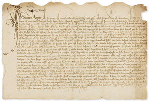 Tudor Will.- Last Will and Testament of Robert Atwell, of Prestbury, near Cheltenham, Gloucestershire, manuscript in Tudor English, on paper, 25 lines, in brown ink, calligraphic initial at beginning, 1545.