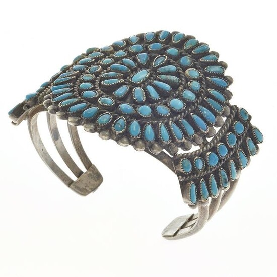 Turquoise Zuni Needlepoint, Sterling Silver Bracelet