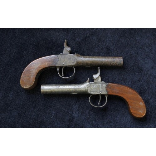 Two 19th century box lock percussion pistols by B. Woodward ...