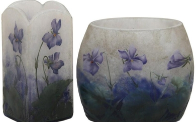 Two Daum Nancy Cameo Glass Vases