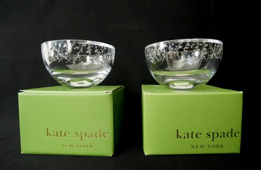 Two Kate Spade NY by Lenox etched glass bowls