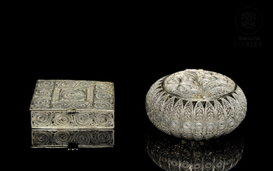 Two filigree silver boxes, Asia, early 20th century