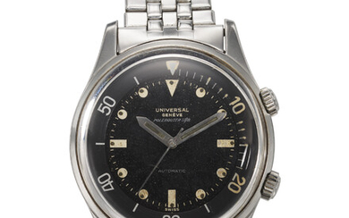 UNIVERSAL GENEVE, REF. 20369, POLEROUTER SUB, A FINE AND RARE STEEL DIVE WATCH ON A GAY FRERES BRACELET