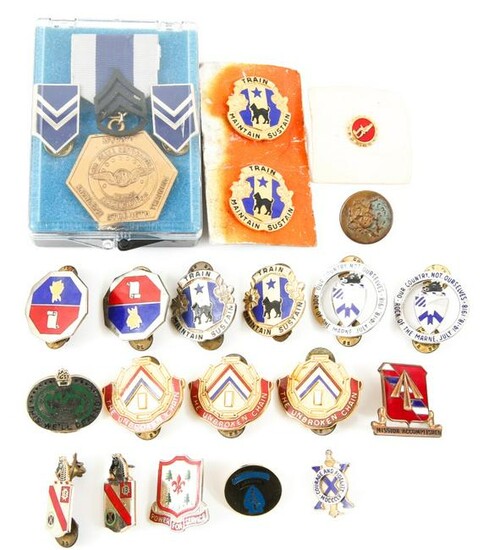 US MILITARY MEDALS & DIVISION PINS LOT OF 24