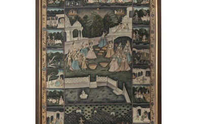 Une grande peinture sur soie indienne, 1ère moitié du 20ème siècle Grand foulard en soie...