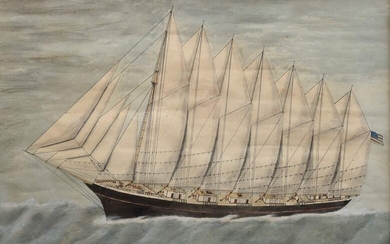 Unknown painter of the late 19th c. "Captain's picture Sevenmasters Lawson", watercolour/ink/paper, b. titl., 42x60cm (w.f. 45,5x63cm), min. stained