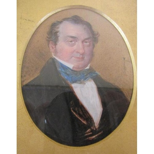 Unsigned 19c - Oval miniature portrait of Henry Kelsall on m...