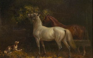 VITTORIO CAJANI Turin, 1848 - Paris, 1888 Horses Oil on...