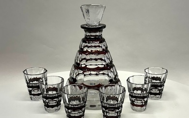 Val Saint Lambert - VSL Art Deco Kristallen Likeurset - Liquor set (7) - Crystal