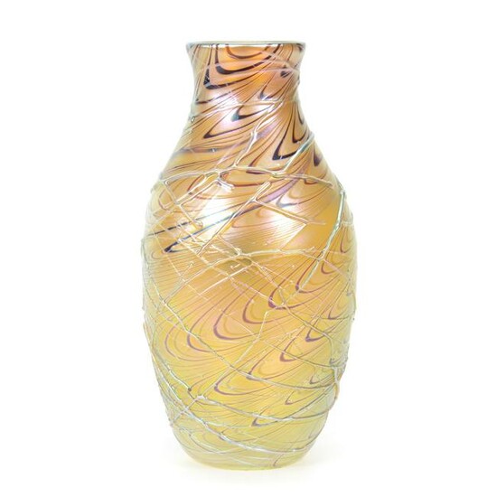 Vase, Contemporary Glass Signed Orient & Flume